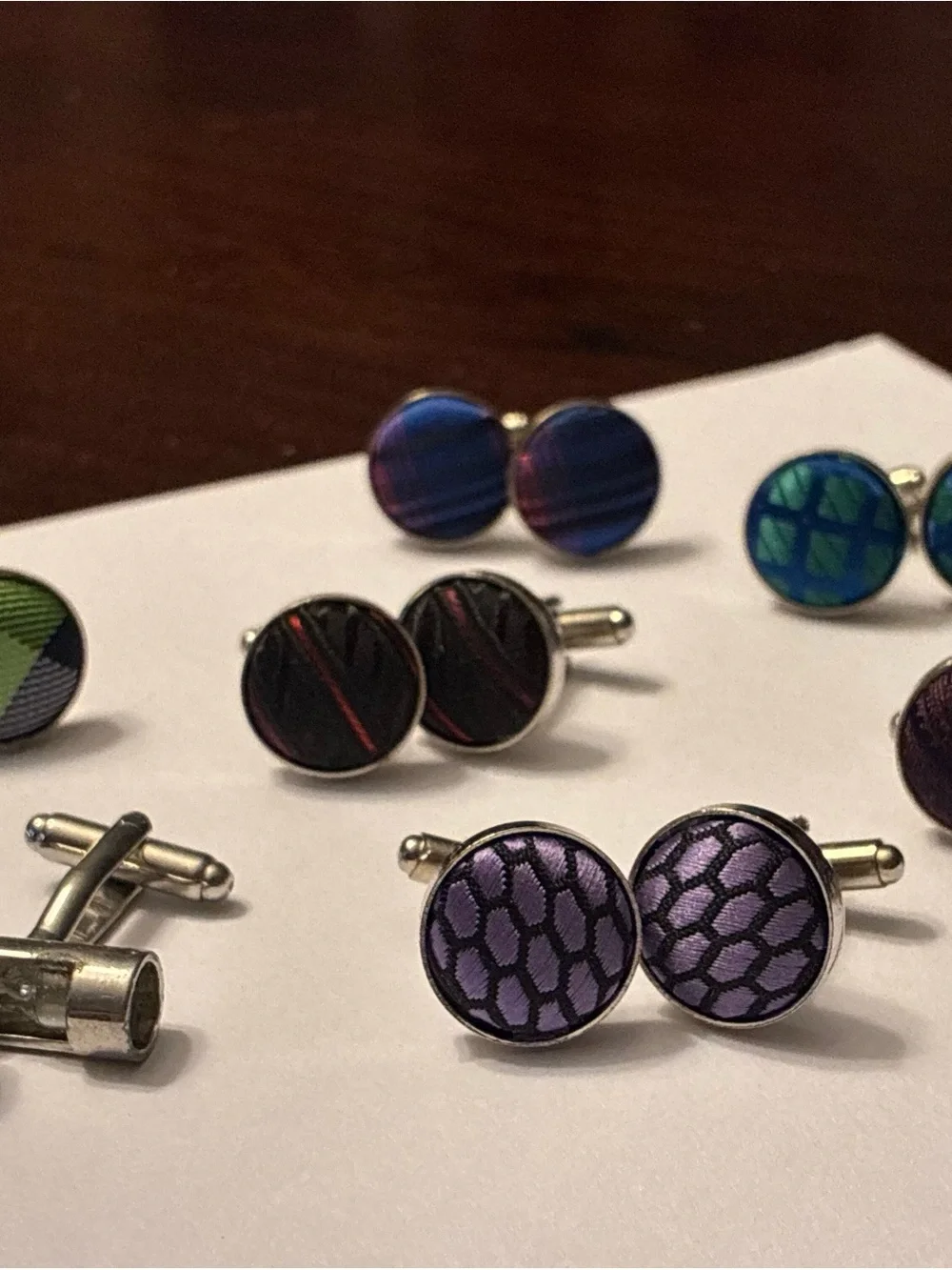 6 Round Cufflinks, hour glass cufflinks - Men's Accessories